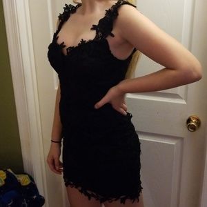 Lulu's Lace Black Cocktail Homecoming Dress